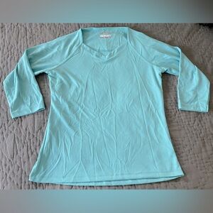 Columbia Omni Shade Aqua 3/4 Sleeve Top Sun Protection Beach Fishing Medium Hike